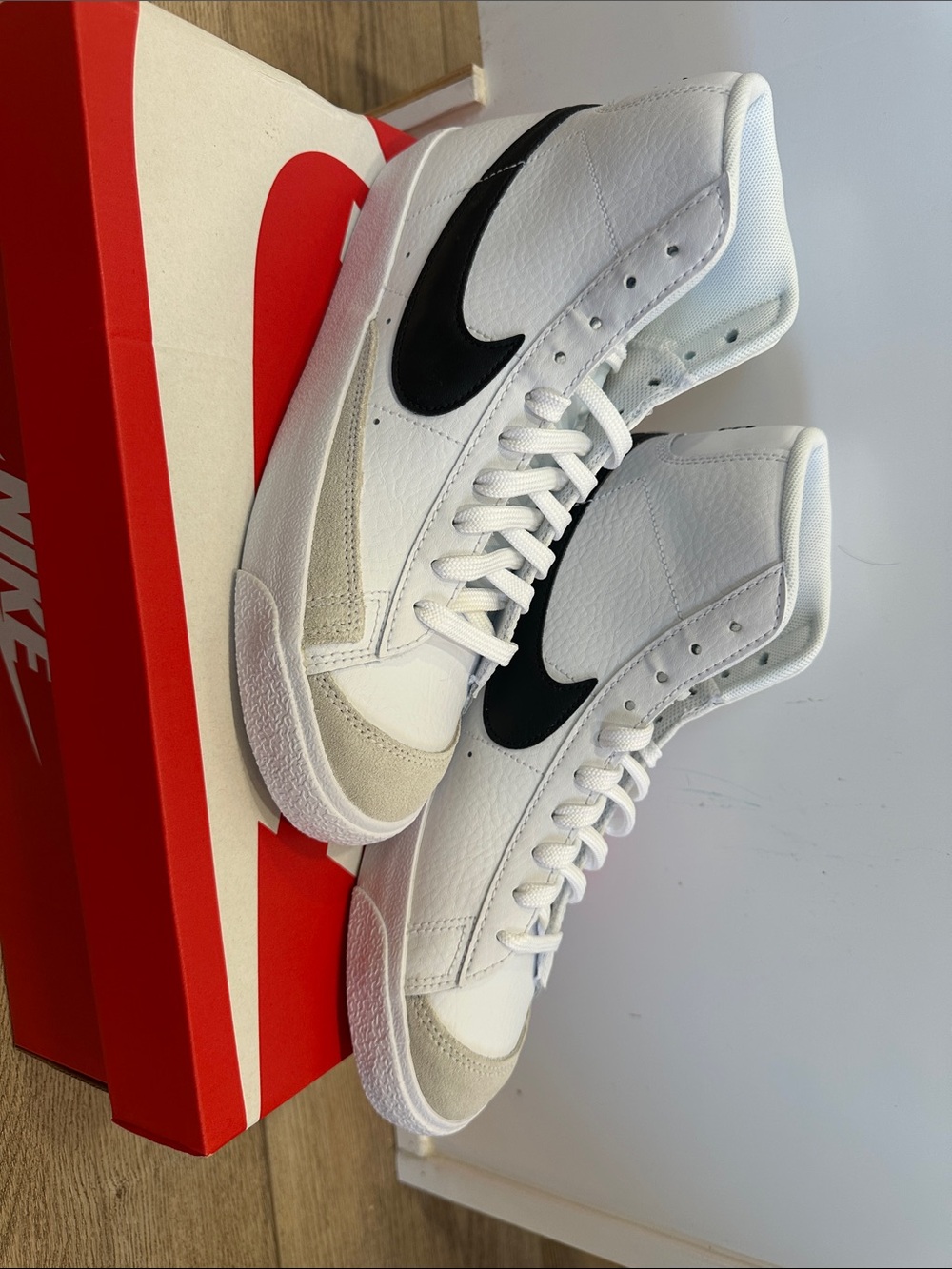 Big Kids White Black High-Top Sneakers